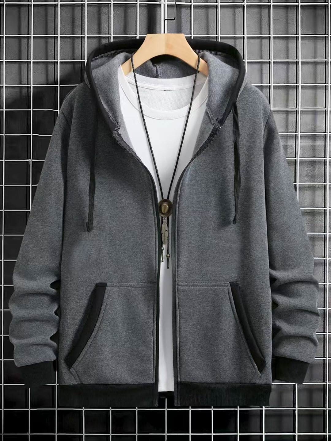 Herren Gemütlicher Kapuzenpullover mit Reißverschluss und praktischen Taschen Echoarchiv