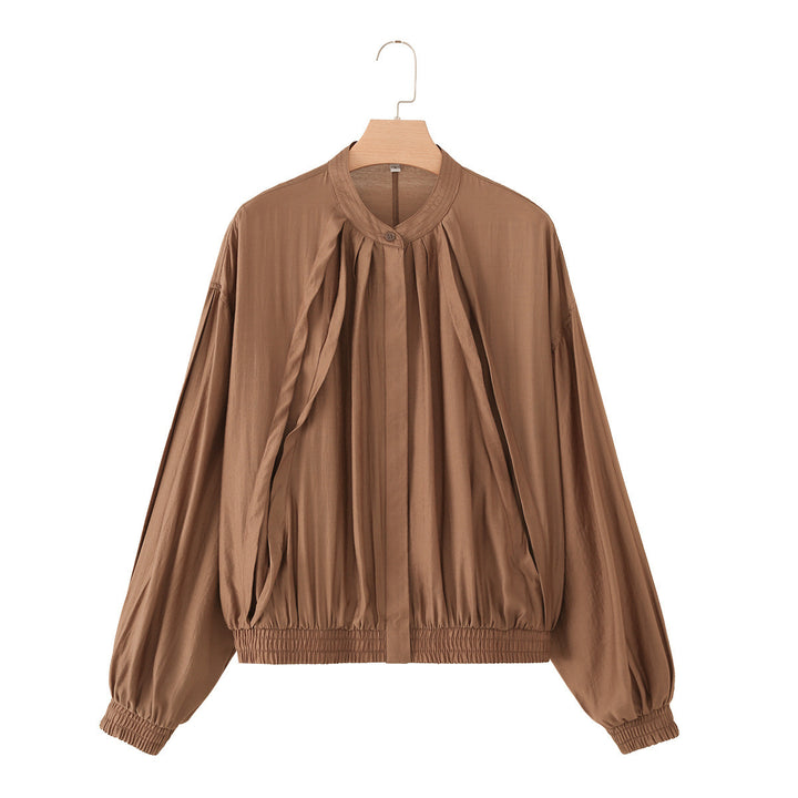 Damen leichte Blouson‑Jacke mit Faltenfront, Stehkragen und Gummizugsaum Echo Archiv