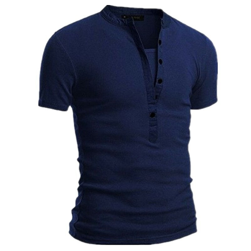 Herren Kurzarm Shirt mit modernen Knöpfen und gestepptem Kragen Echoarchiv