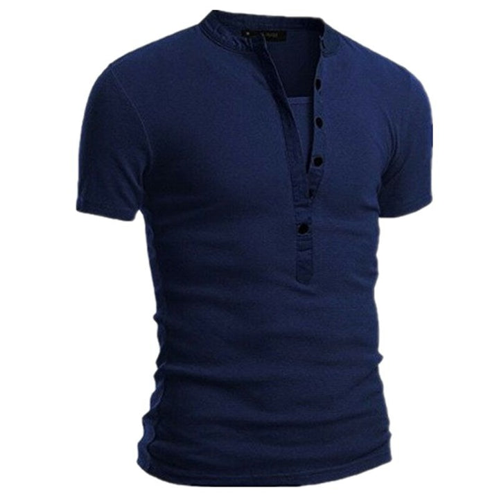 Herren Kurzarm Shirt mit modernen Knöpfen und gestepptem Kragen Echoarchiv