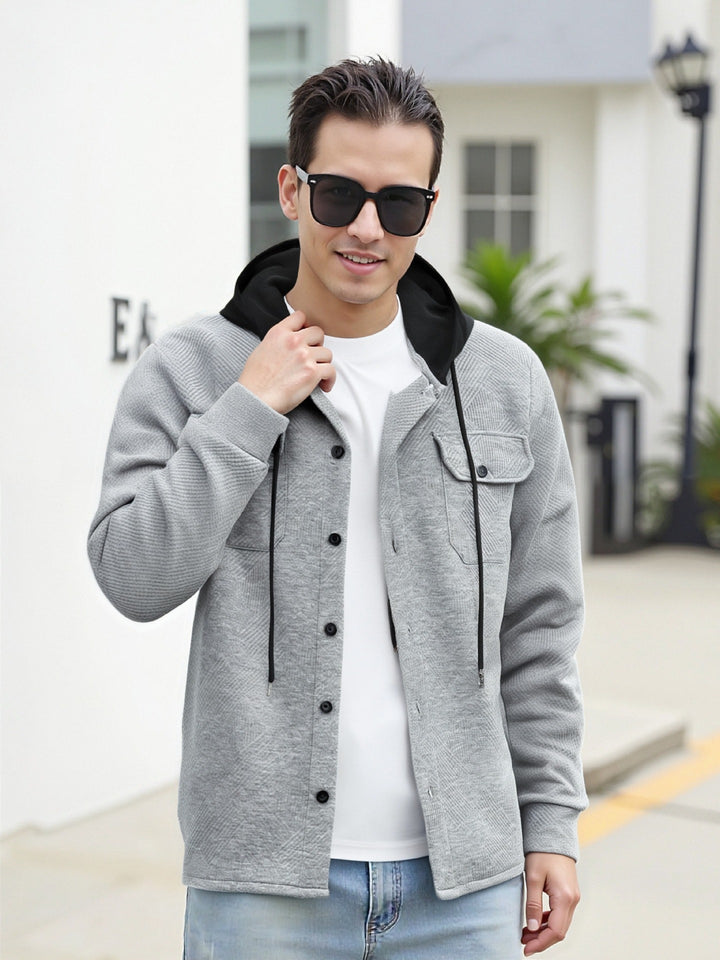 Herren modische Hybrid-Jacke mit abnehmbarer Kapuze und praktischen Taschen Echoarchiv