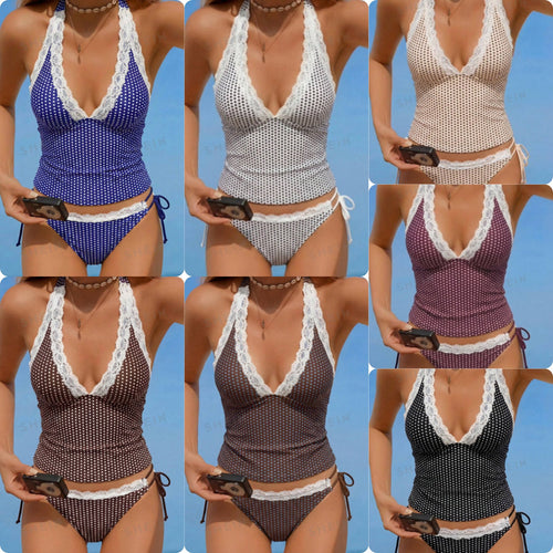 Damen Halter-Kini-Set mit Spitzenakzenten Echo Archiv