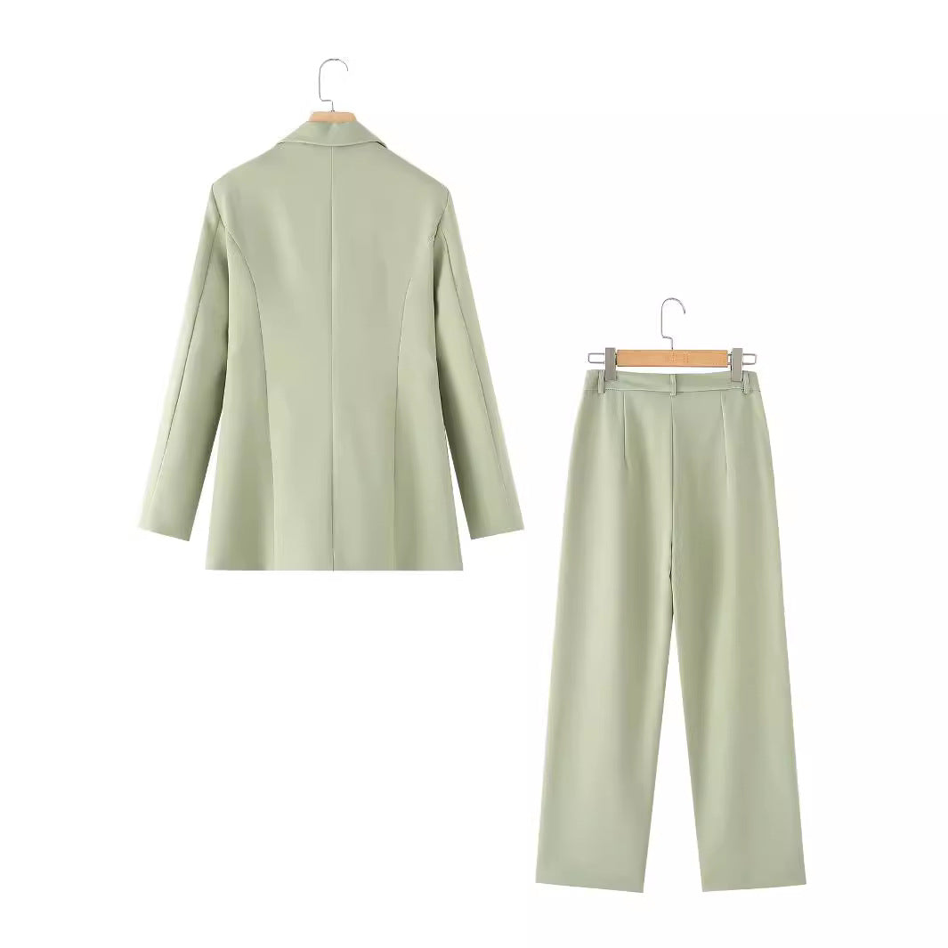 Damen nan tailliertes Blazer- und Highwaist-Hose Zweiteiler mit Bindegürtel Echo Archiv