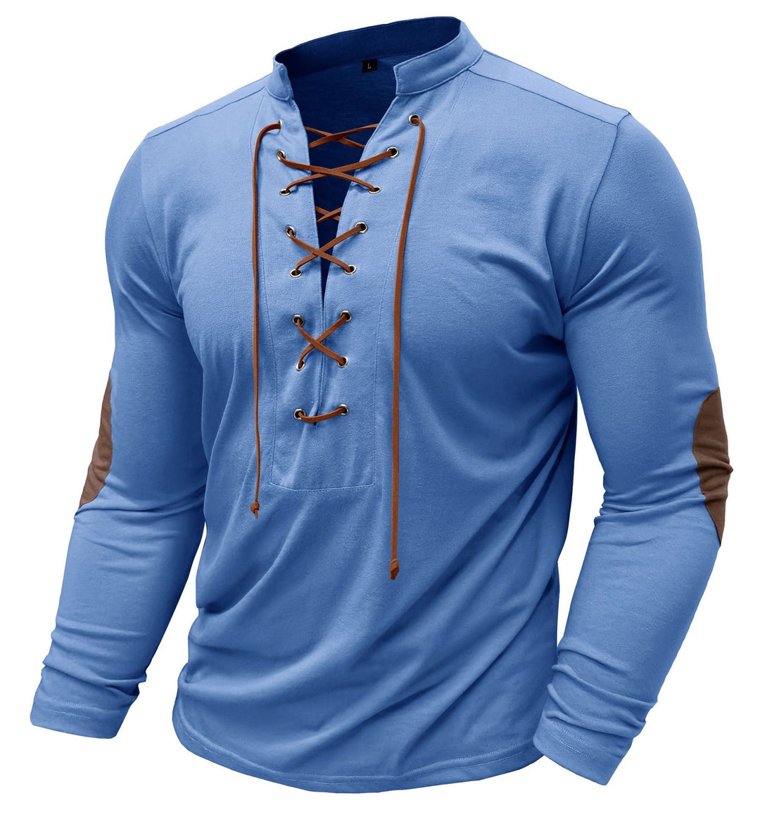 Herren Langarmshirt mit modischem Lacing-Design und Kontrast-Details Echoarchiv