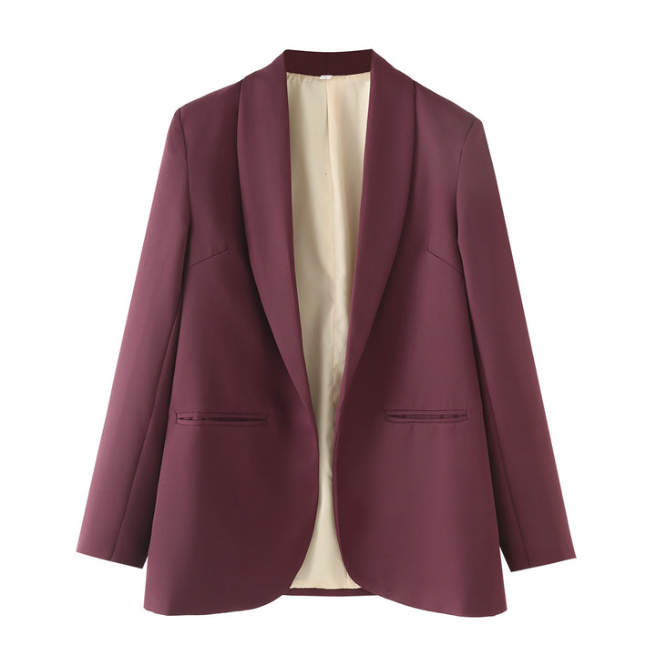 Damen eleganter Longblazer mit Schalkragen, unstrukturiertem Fall und paspelierten Leistentaschen – Valéne