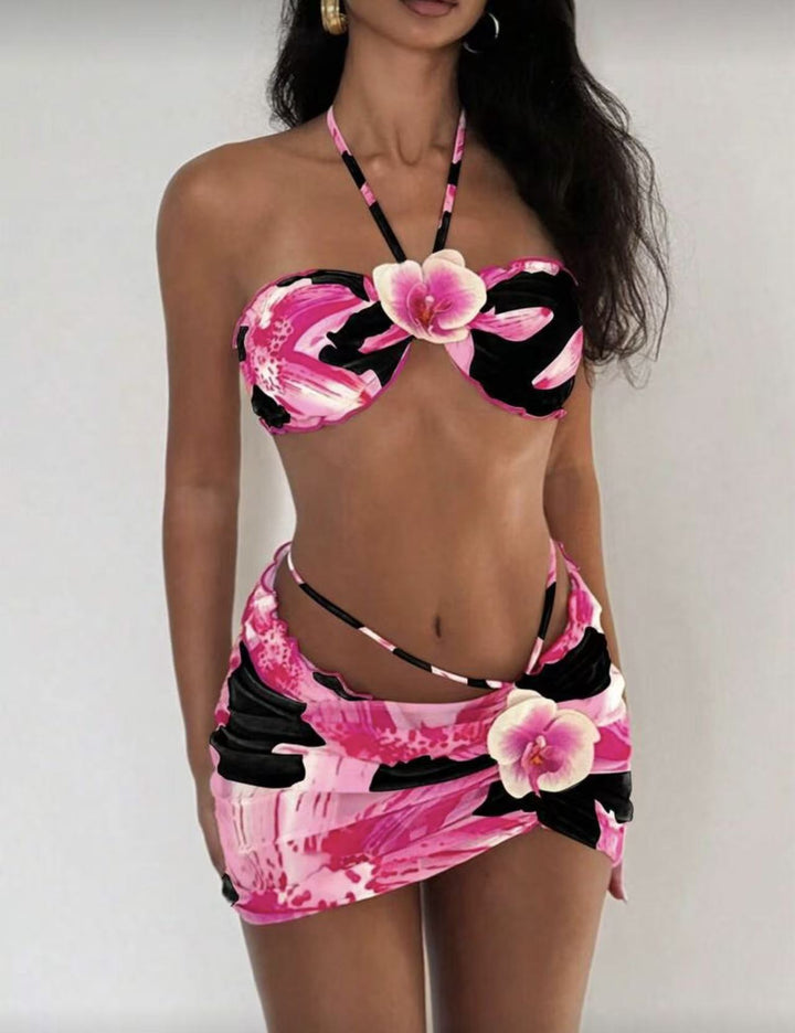 Damen Bikini-Set mit floralem Design und verspieltem Wickelrock Echo Archiv