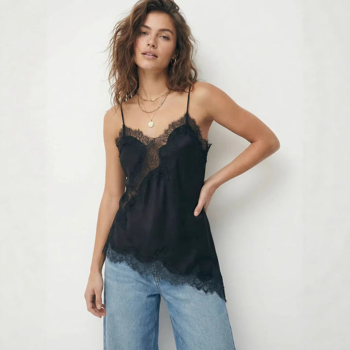 Damen Satin Top mit eleganter Spitze und Spaghettiträger Echo Archiv