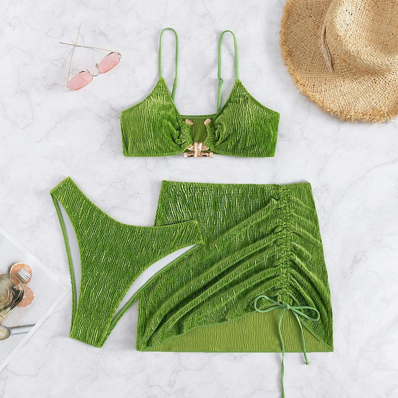 Damen Triangel-Bikini-Set mit Rüschendesign und modischem Rock Echo Archiv