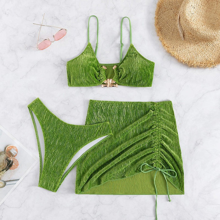 Damen Triangel-Bikini-Set mit Rüschendesign und modischem Rock Echo Archiv