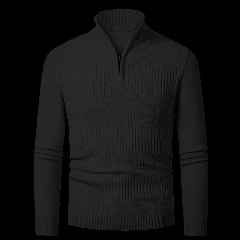 Herren Strickpullover mit modernem Reißverschluss und strukturierter Oberfläche Echoarchiv