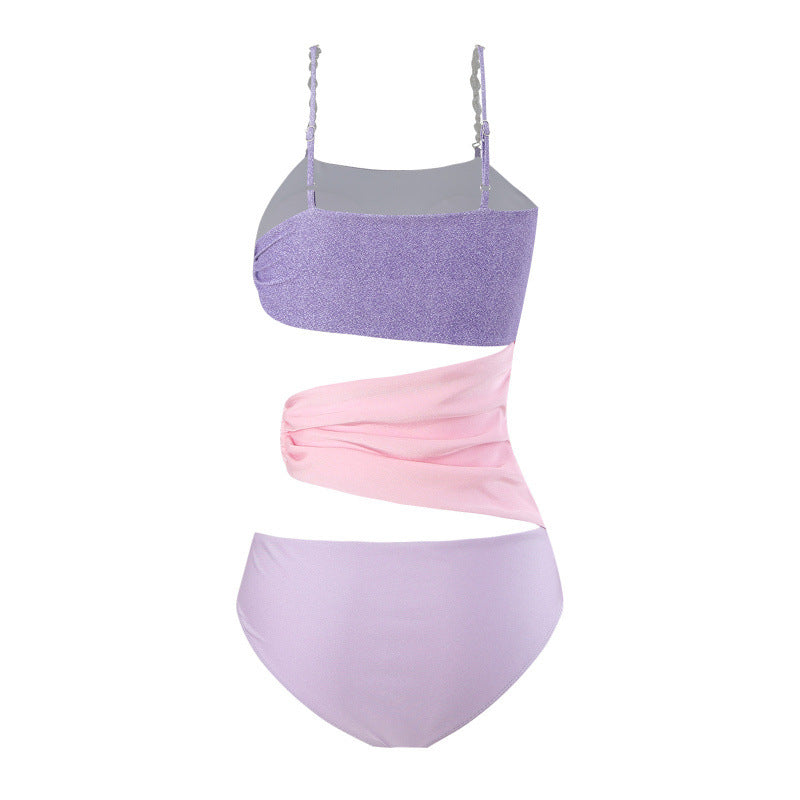 Damen Cut-Out Badeanzug mit schimmerndem Effekt und verstellbaren Trägern Echo Archiv