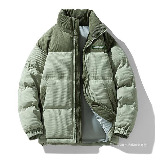 Herren Wattierte Cordoptik Steppjacke mit hohem Stehkragen und Thermofutter Echoarchiv