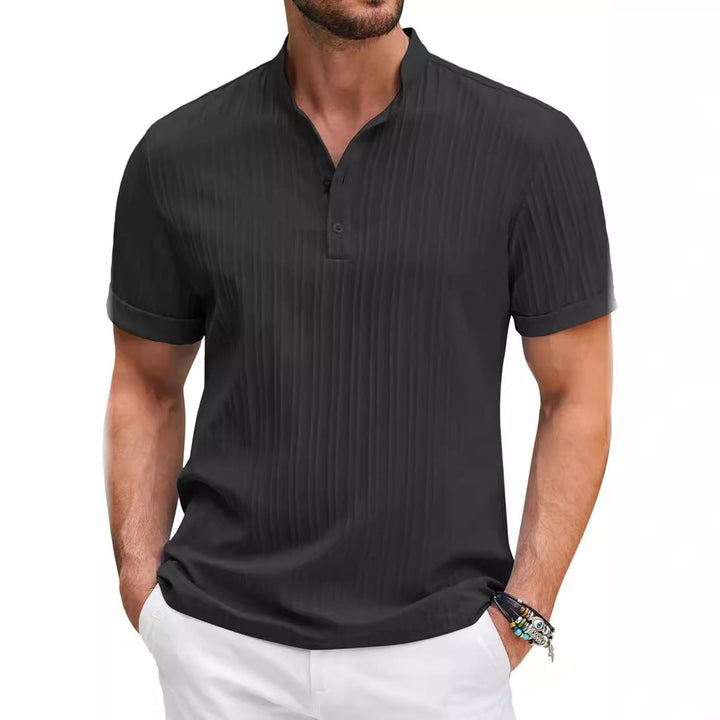 Herren Kurzarm Henley-T-Shirt mit strukturiertem Design Echoarchiv