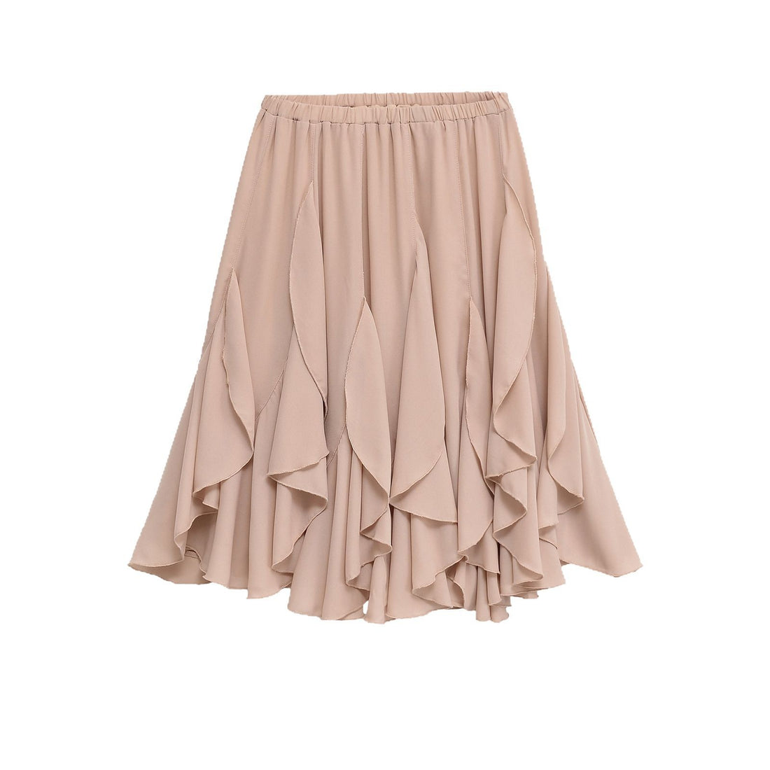 Damen Midirock mit stufigen Volants und elastischem Bund Echoarchiv