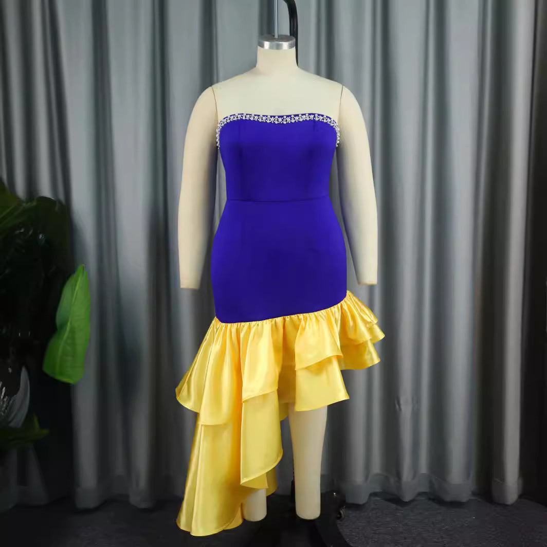 Damen Kleid mit schulterfreiem Design und voluminösem Rüschensaum Echo Archiv