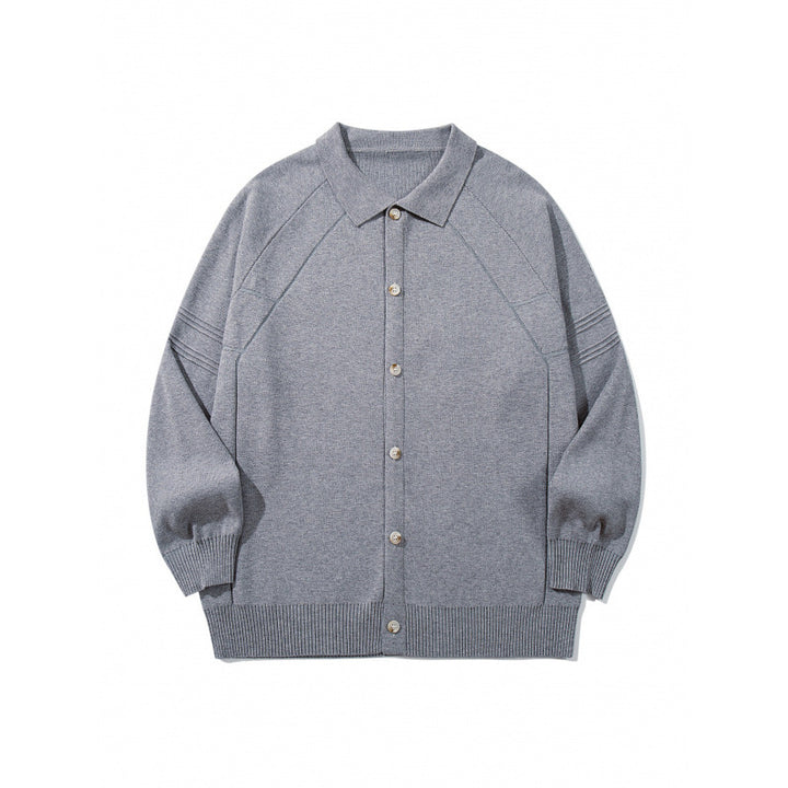 Unisex Boxy-Strickcardigan mit Hemdkragen, Raglanärmeln und gerippten Abschlüssen Echo Archiv