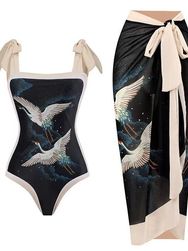Damen Einteiler Badeanzug mit asymmetrischem Schnitt und eleganter Palazzo-Hose Echo Archiv