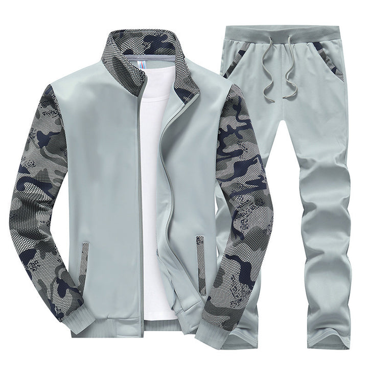 Herren Moderner Trainingsanzug im Camouflage Mesh Mix mit Stehkragen und Kordelbund Echo Archiv