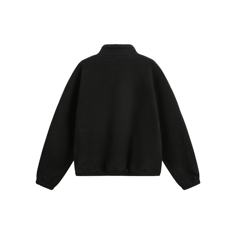 Unisex Oversize Fleece-Halbzip mit Stehkragen und Reißverschlusstaschen Echoarchiv