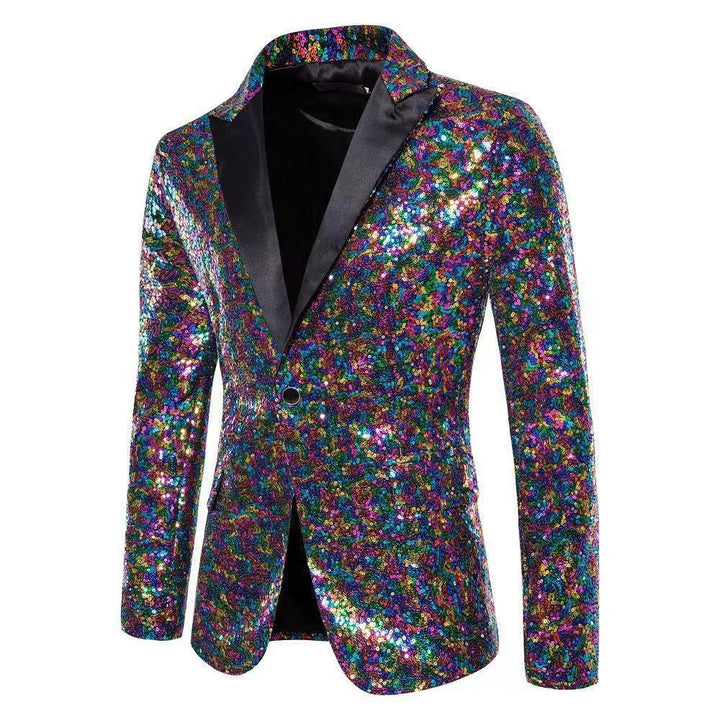 Herren eleganter Pailletten-Blazer mit edel dekorativen Akzenten Echoarchiv