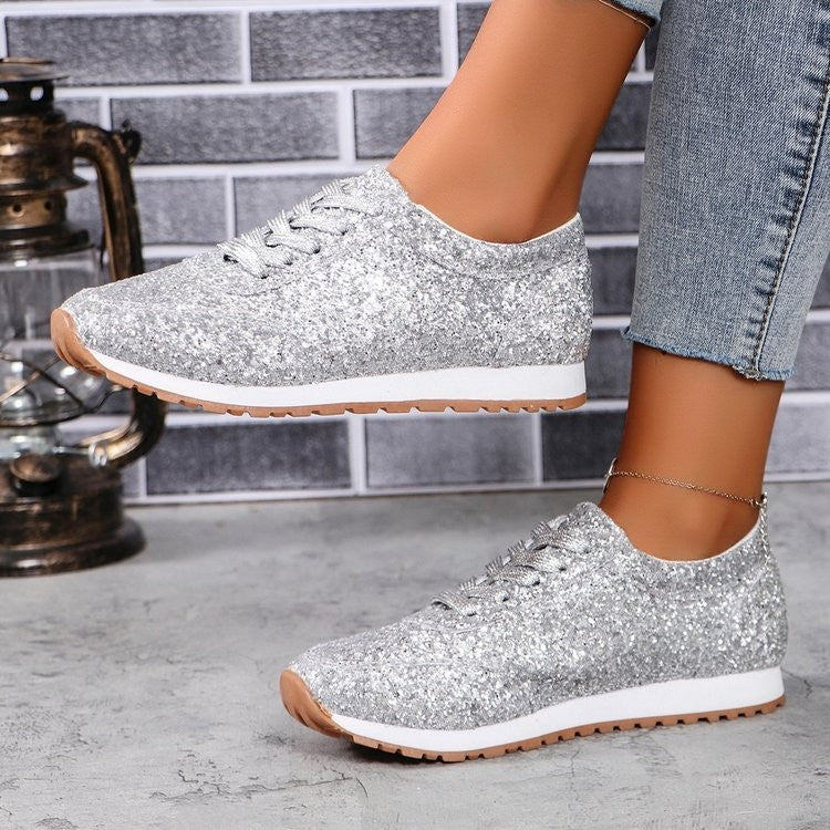 Damen  glitzernde Retro-Laufsneaker mit gepolstertem Memory-Fußbett und rutschfester Profilsohle Echo Archiv