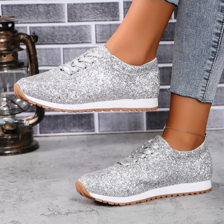 Damen  glitzernde Retro-Laufsneaker mit gepolstertem Memory-Fußbett und rutschfester Profilsohle Echo Archiv