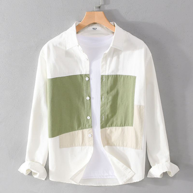 Herren Baumwoll-Overshirt mit farbigen Blockpaneelen und Kentkragen Echoarchiv