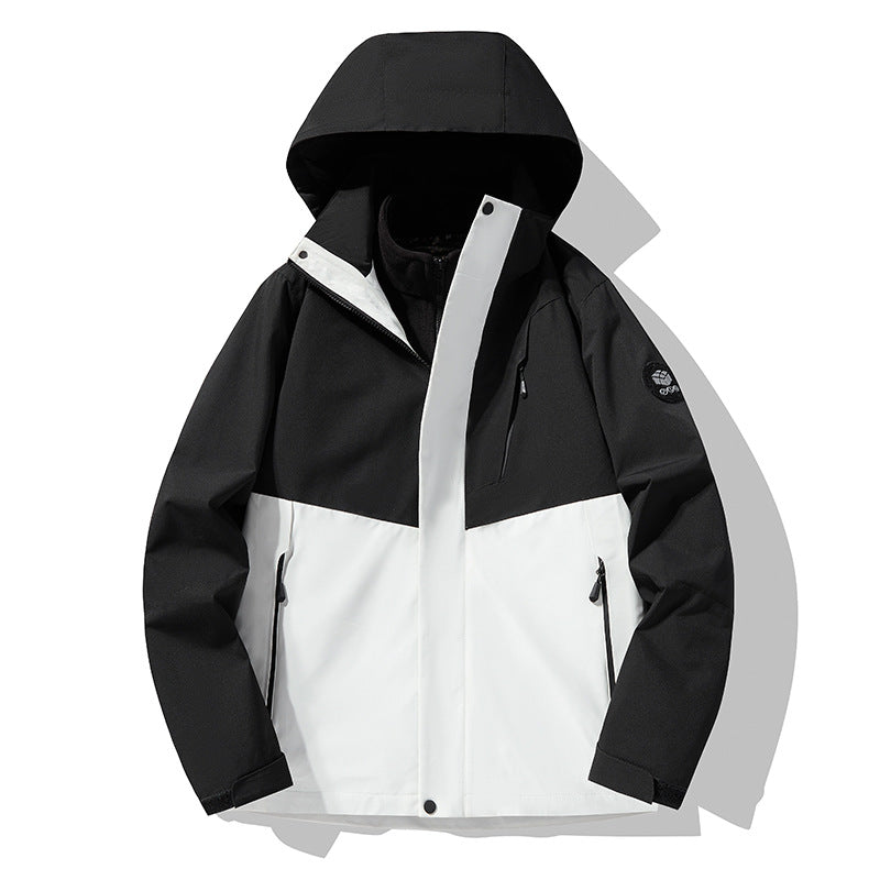 Herren dreilagige atmungsaktive Softshell-Trekkingjacke mit integriertem Fleecekragen und verstellbarer Kapuze Echoarchiv