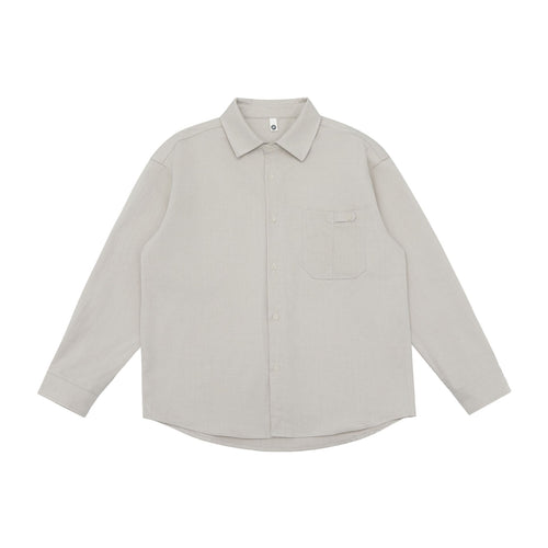 Unisex Oversize Hemdjacke im minimalistischen Workwear Stil mit gerundetem Saum und Brustpattentasche Echoarchiv