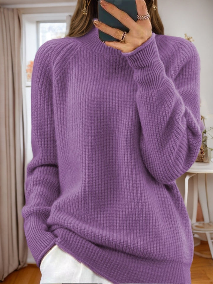 Damen nan kuscheliger Strickpullover mit Stehkragen und Rippstruktur Echo Archiv