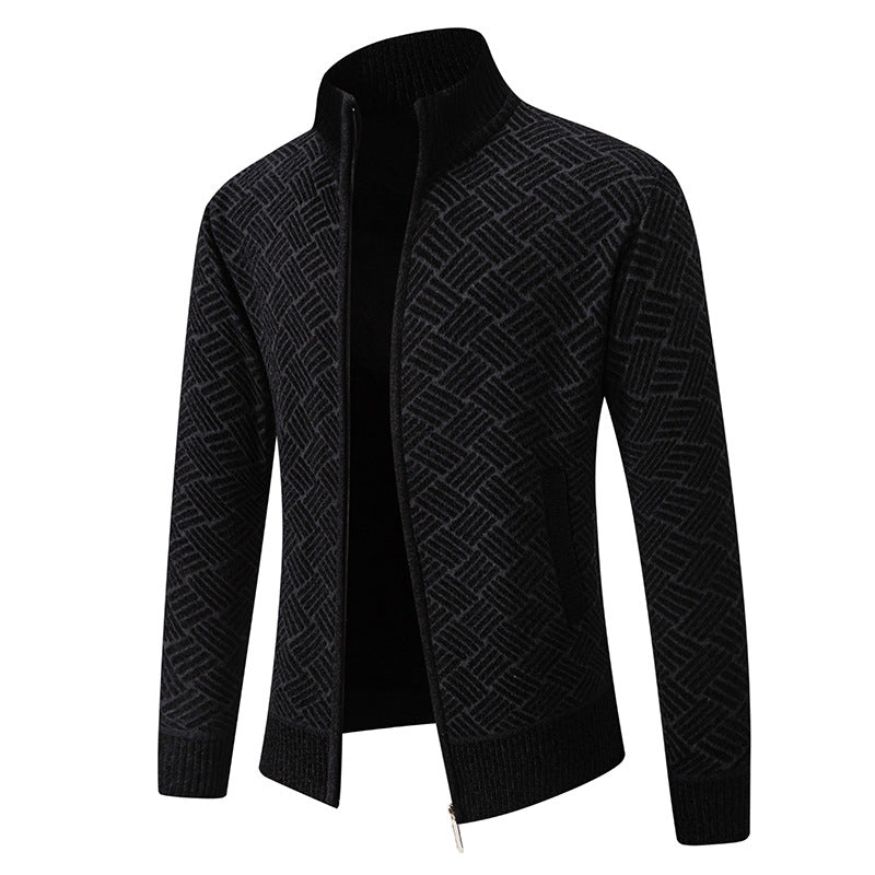 Herren Strickjacke mit modernem Karomuster Echoarchiv
