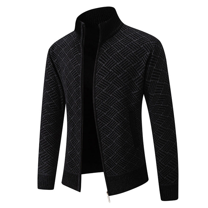 Herren Strickjacke mit modernem Karomuster Echoarchiv