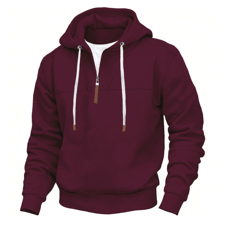 Herren Sportlicher Kapuzenpullover mit teilweisem Reißverschluss und Kontrastdetails Echoarchiv