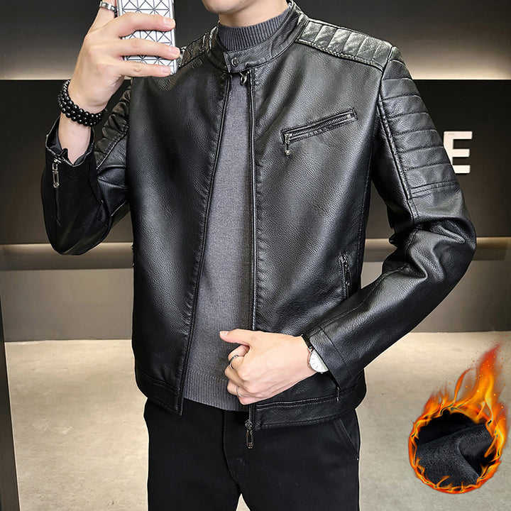 Herren Modische Kunstlederjacke mit Stehkragen Echo Archiv 1788322179