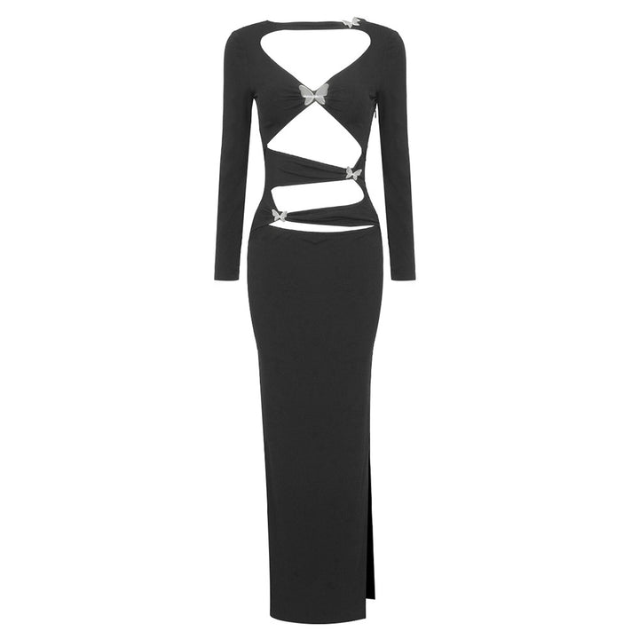 Damen Cut-Out Maxikleid mit Raffinierten Verzierungen Echo Archiv