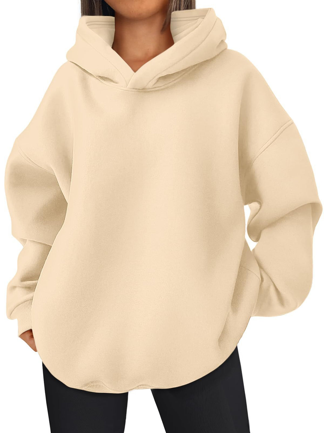 Damen nan kastiger Kapuzenpullover mit doppellagiger Kapuze, überschnittener Schulter und längerem Rückenteil Echo Archiv