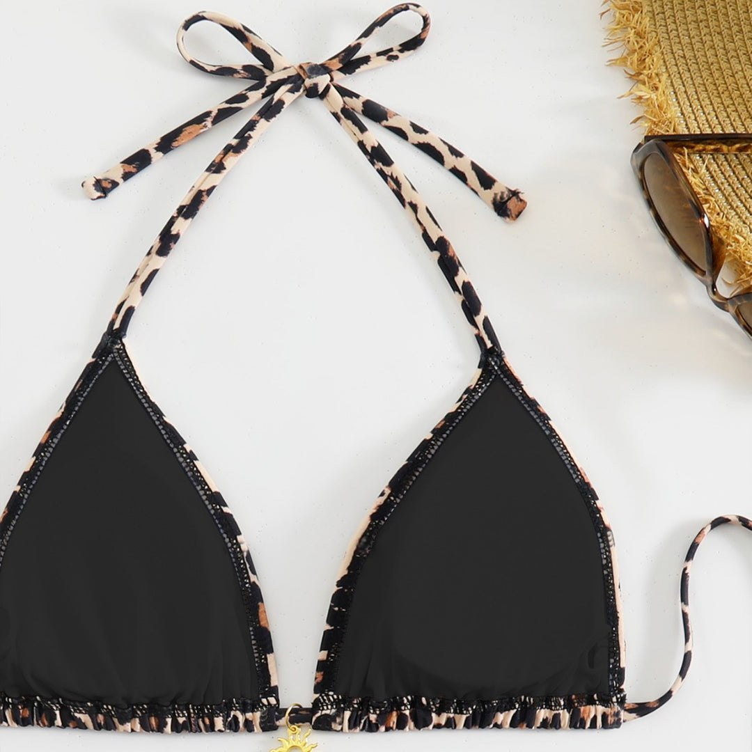 Damen Triangel-Bikini mit verspieltem Animal Print und verstellbaren Bindebändern Echo Archiv