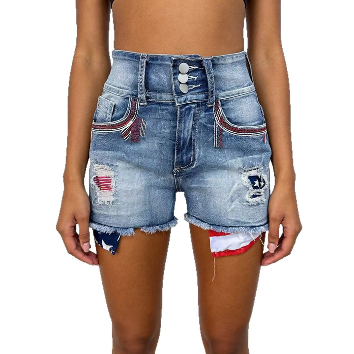 Damen Denim-Shorts im Vintage-Stil mit Aufgestickten Details Echo Archiv