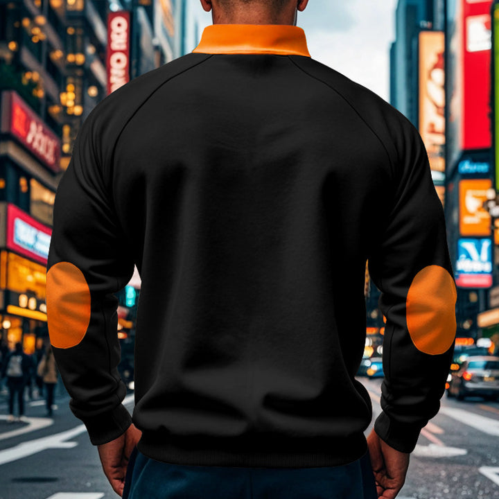 Herren sportlicher Stehkragen Pullover mit Reißverschluss und praktischer Brusttasche Echoarchiv