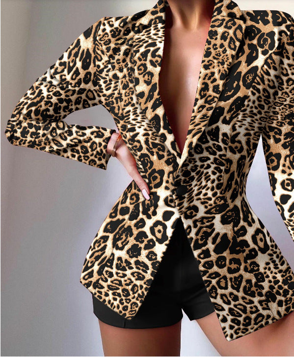 Damen taillierter Zebra-Muster-Longblazer mit betonter Taille und Single-Button – Valéne