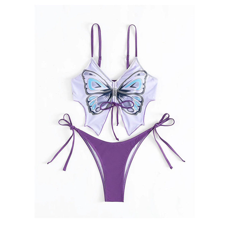 Damen Buntes Bikini-Set mit Schmetterlingsdesign Echo Archiv