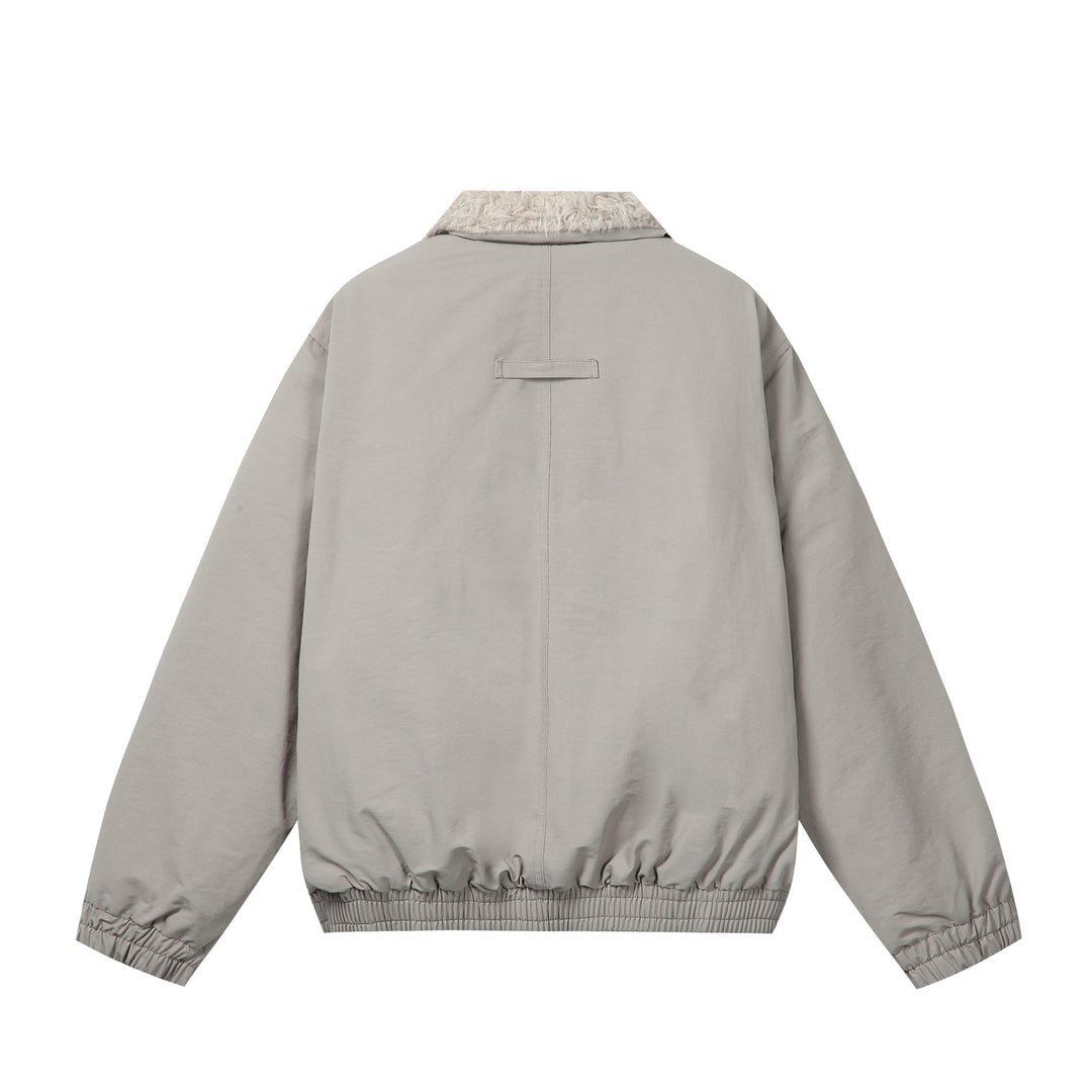 Damen Minimalistische Thermo‑Blousonjacke mit Kunstfell‑Umlegekragen und elastischem Tunnelzugsaum Echoarchiv