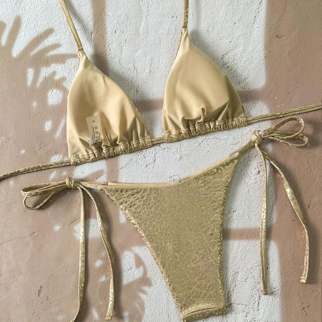 Damen Triangel-Bikini mit glitzerndem Leo-Design Echo Archiv