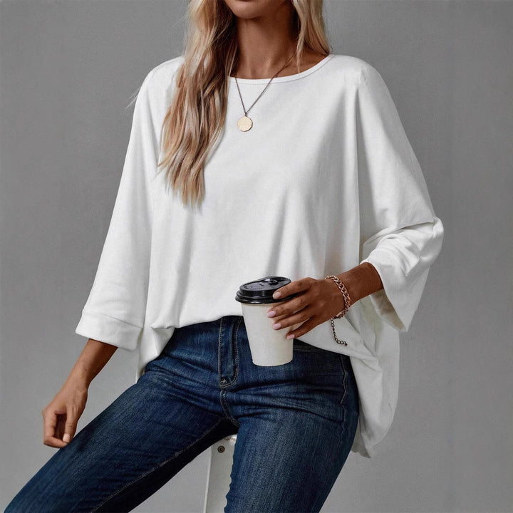 Damen Oversize Tunika‑Bluse mit U‑Boot‑Ausschnitt und dreiviertelärmeln Echoarchiv