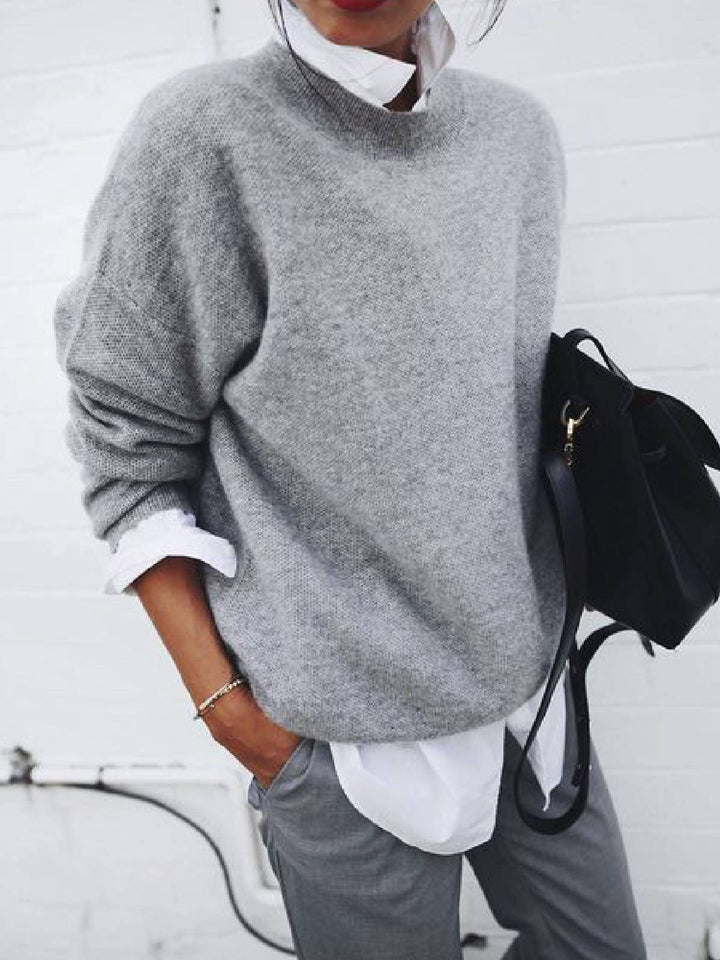 Damen Oversized Feinstrickpullover mit Stehkragen und abgesenkter Schulter Echoarchiv