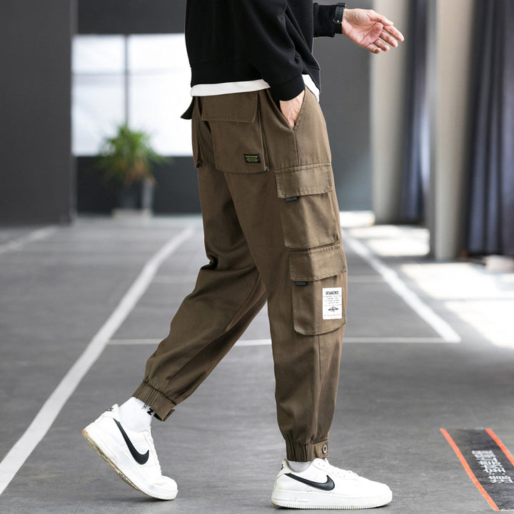 Herren nan Cargo-Joggerhose mit mehreren aufgesetzten Taschen, elastischem Bund und gekräuselten Knöcheln Echo Archiv