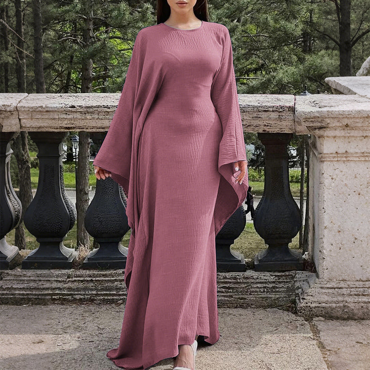Damen nan fließendes Maxikleid mit weiten drapierten Ärmeln aus Viskosemix Echo Archiv