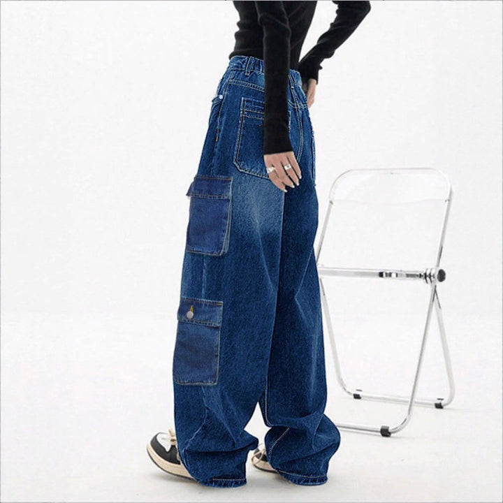 Damen Weite High-Waist Cargo-Jeans im Baggy-Schnitt mit Mehrfach-Taschen Echo Archiv