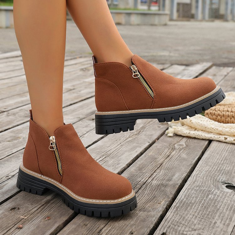 Damen Chelsea-Stiefelette mit profilierter Gummisohle und seitlichem Reißverschluss – Varelle