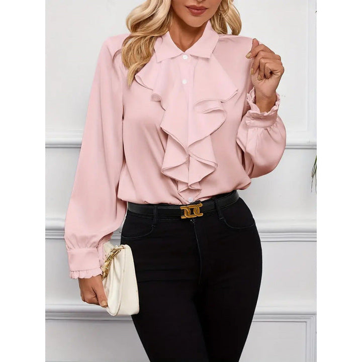 Damen Bluse Mitraffinierten Rüschendetails und Eleganten Ärmeln Echoarchiv